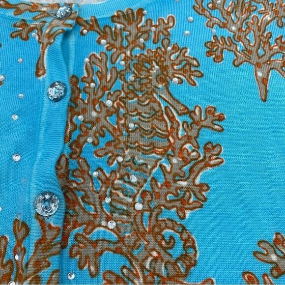 Quacker Factory Sweater Medium Coral Seahorse Ocean Coastal Grandma Colorful - Picture 5 of 6